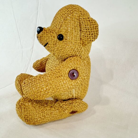 Vintage Beige Burlap Jointed Teddy Bear Stuffed Animal 9" Button Joints - Picture 4 of 7